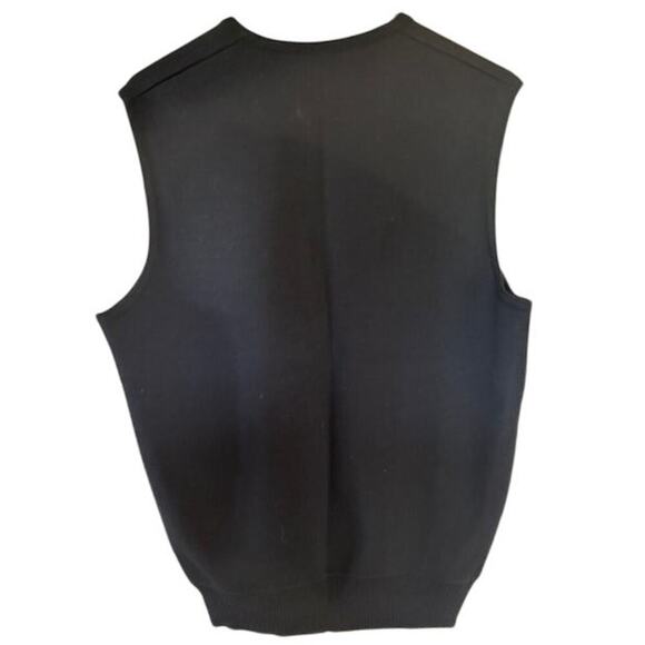 Vintage St. Croix Knits 80s Black 100% Zephyr Wool Sweater Vest size Large - Picture 2 of 4